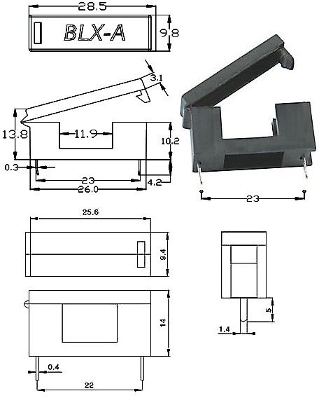 Porta fusible 5x20 abatible